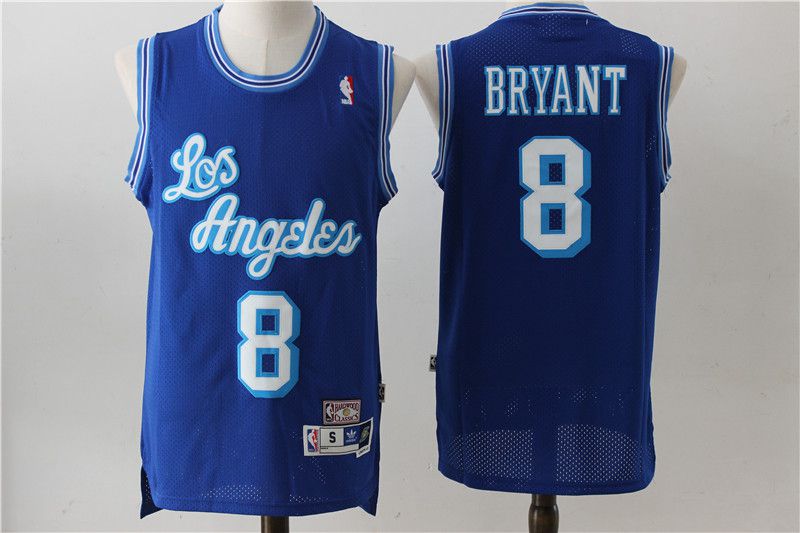 Men Los Angeles Lakers #8 Bryant Blue Throwback NBA Jerseys->los angeles lakers->NBA Jersey
